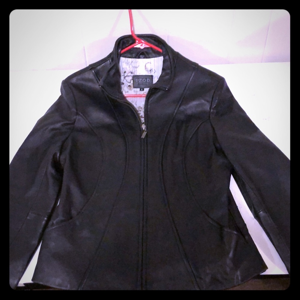 💥💯💯💯SALE Black Leather Izod Jacket Size Medium